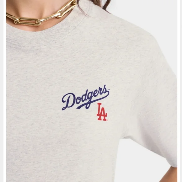 Sporty & Rich Dodgers Serif Tee In Heather Grey S NWT - Picture 4 of 15